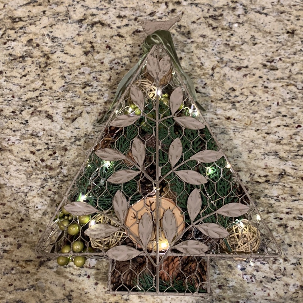 Christmas 14”-High Pre-Lite Potpourri Holiday Metal Tree